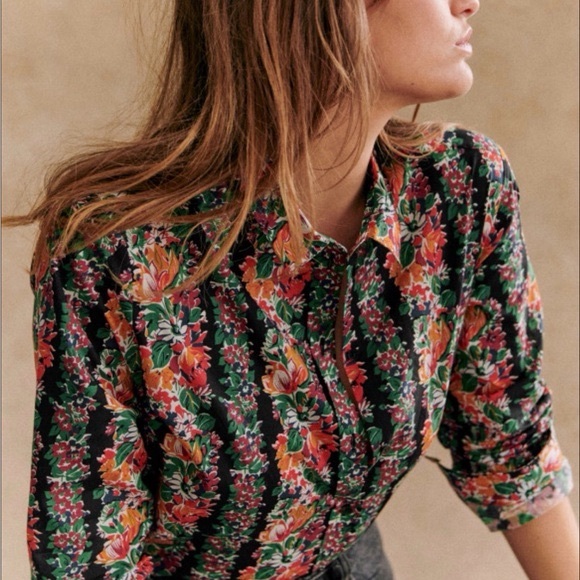Sezane Tops - $125 SÉZANE Pierro Floral Print Long Sleeve Button-Up Shirt, Size 34 (US 2)